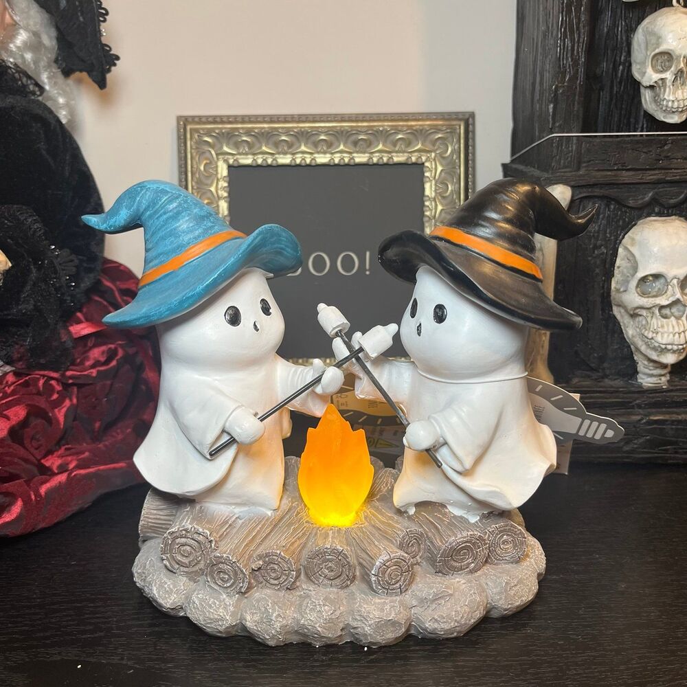 Ghoulish Halloween LED Light Up Ghost S'mores Campfire Figurine Decor